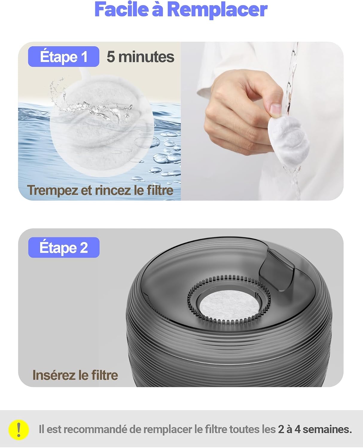 Thumbnail 2 de SIBAYS Filtre de Fontaine pour Chat 3L – Pack 16 filtres + 16 éponges + 2 éponges silencieux