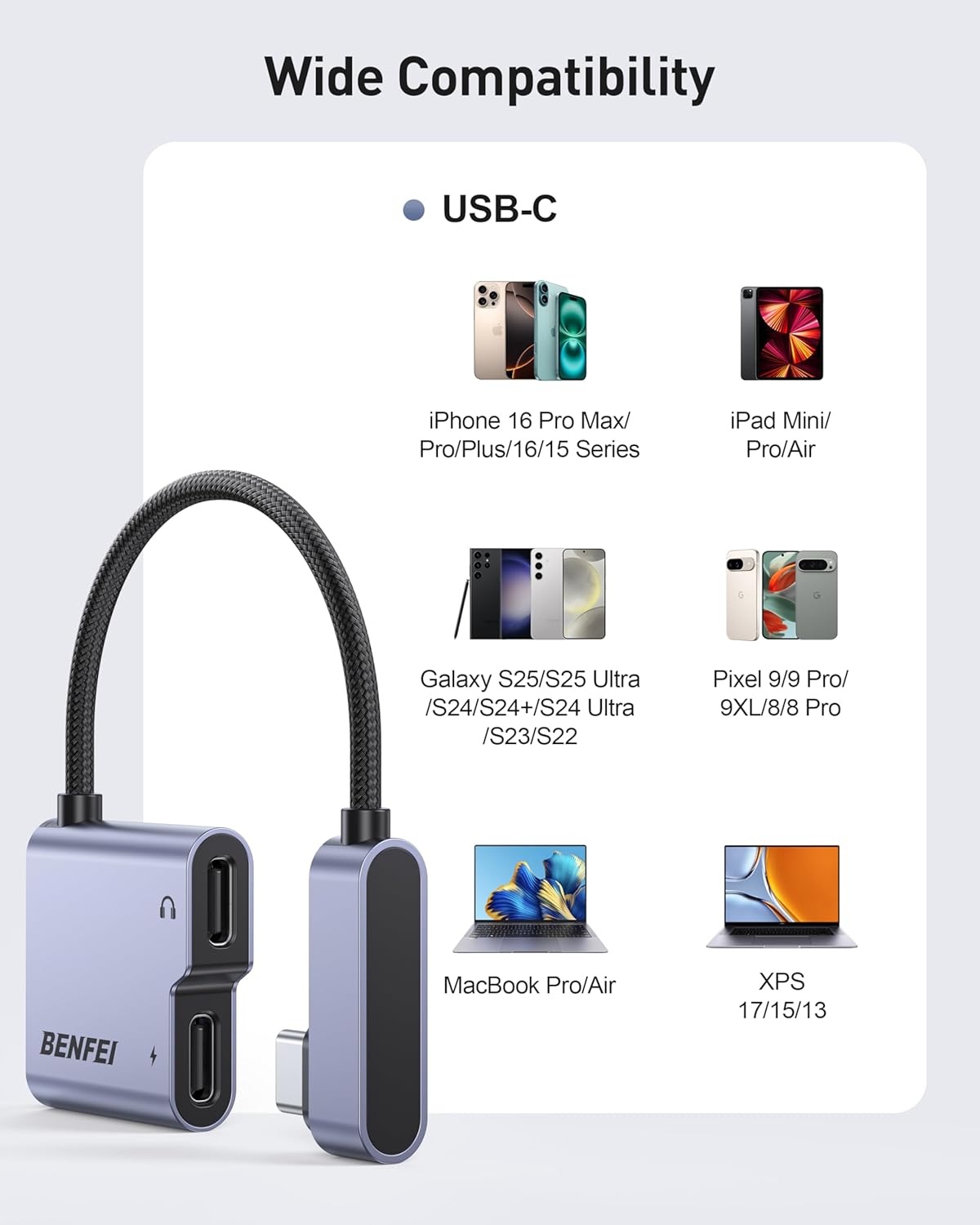 Thumbnail 5 de BENFEI USB-C splitter 1 in 2 out 60 W