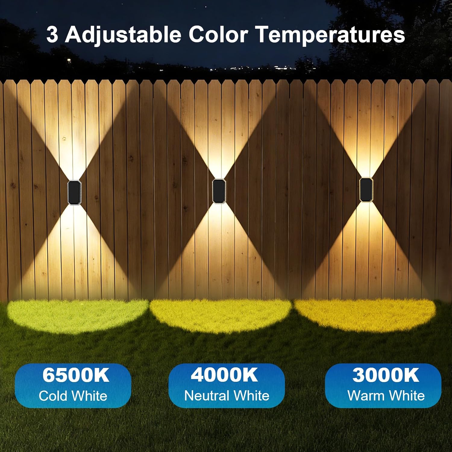 Detalle de Applique Solare da Esterno a 4 Pezzi, 3 Temperature di Colore – IP65, 1200mAh