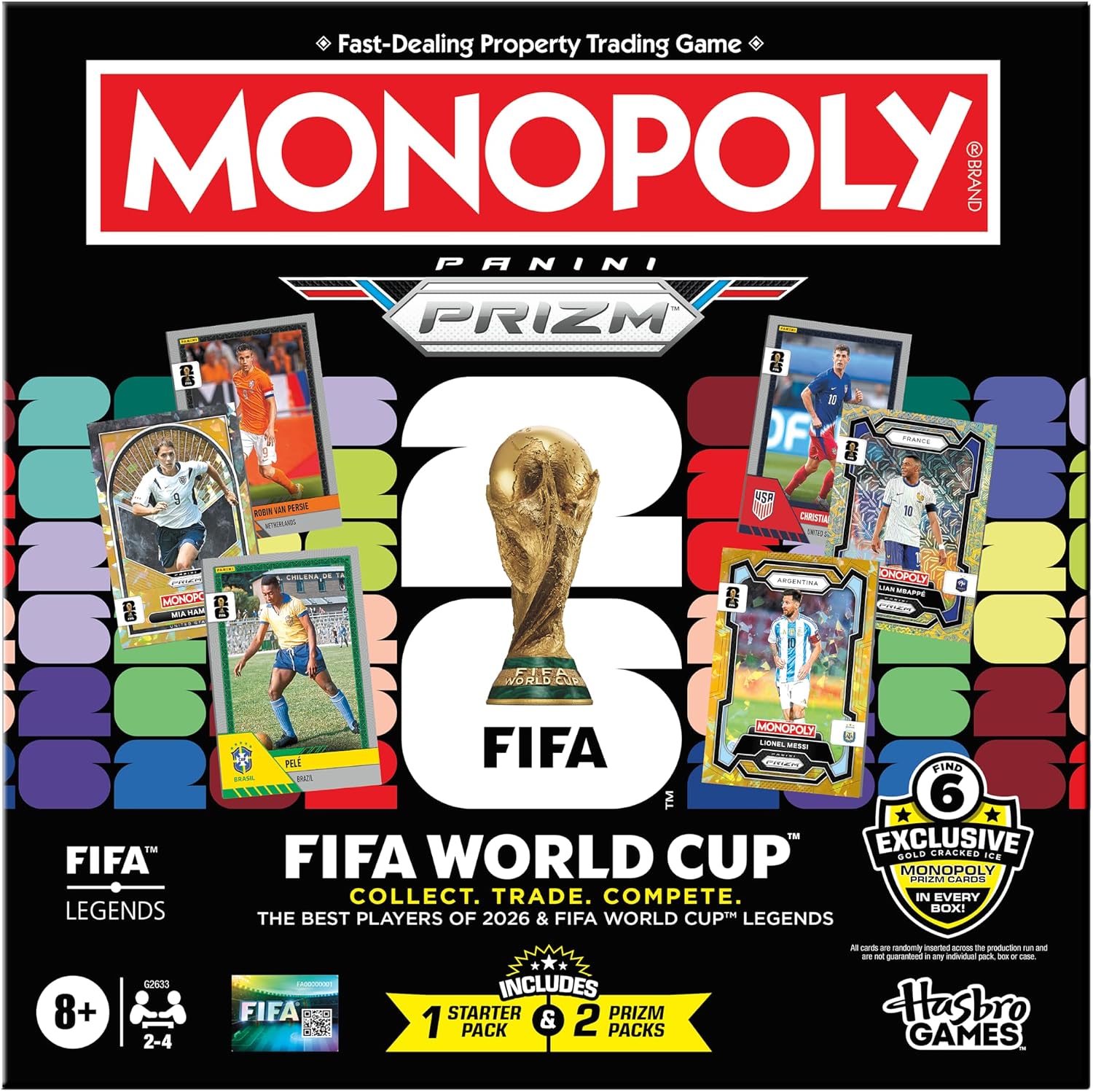 Detalle de Monopoly Panini Prizm: FIFA World Cup Game – Board Game with Panini Prizm 2026 Cards