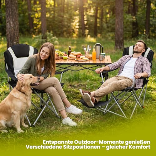 Detalle 2 de Homecall 2-in-1 Campingstuhl faltbar mit Fußablage – 2 Stück