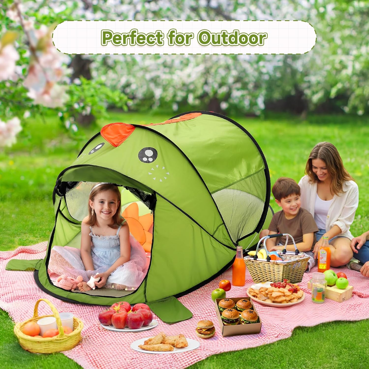 Thumbnail 6 de BTGGG kids pop up tent (green dinosaur) for indoor & outdoor play, foldable portable toddler playhouse