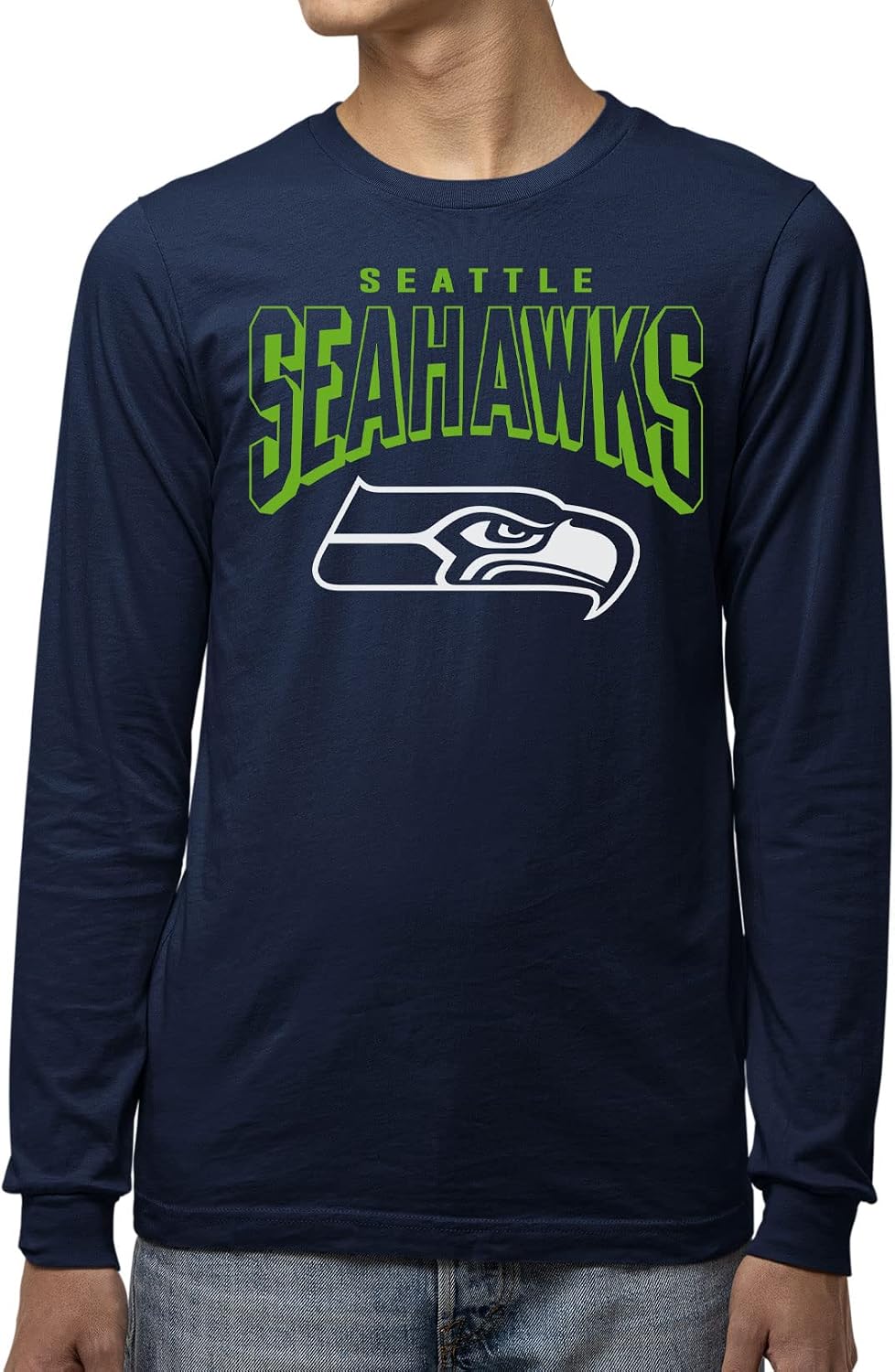 Detalle de Junk Food Clothing x NFL Seattle Seahawks Unisex Bold Logo Long Sleeve T-Shirt (Officially Licensed)
