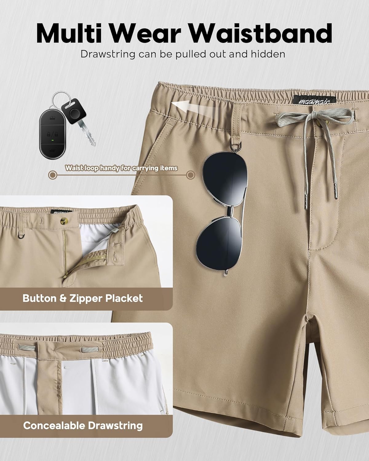 Thumbnail 4 de maamgic Men's 5/7 Inch Casual Classic Fit Shorts with Multi-Pocket Quick Dry