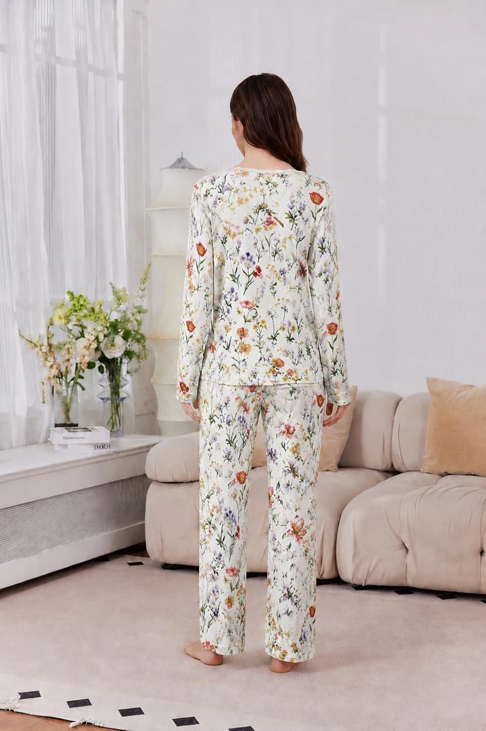 Thumbnail 2 de Ekouaer Women’s 2-Pack Pajama Sets with Long Sleeves, V-Neck Tops and Pockets