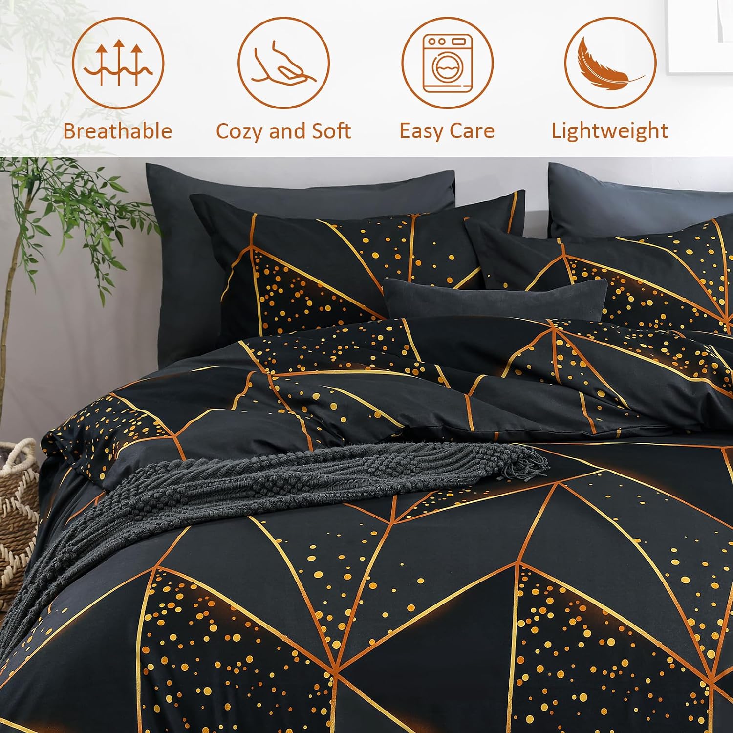 Detalle 1 de DJY Double Geometric Double Duvet Cover Set (200x200cm) – 3-Piece with Hidden Zipper