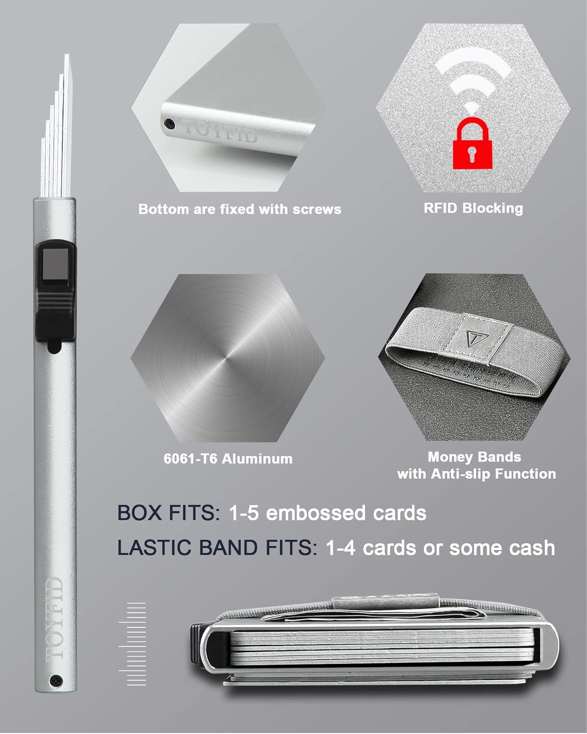Thumbnail 3 de TOYFID RFID Card Holder Pop Up – minimalistischer Kartenetui aus Aluminium mit RFID-Schutz