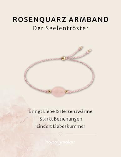 Detalle 2 de happymaker – Seelentröster Geschenk: Rosenquarz-Armband, handgefertigt in Deutschland