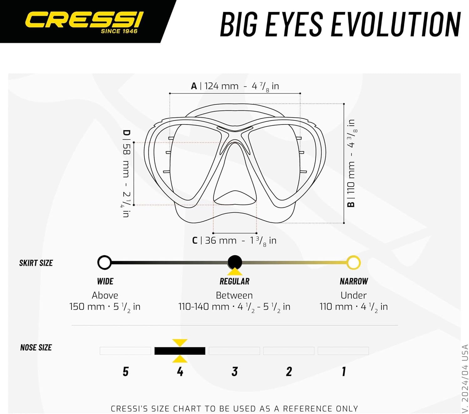 Detalle de Cressi Big Eyes Evolution Schnorchelmaske – Erwachsenentaucherbrille mit kleinem Innenvolumen und Schnellverstellung