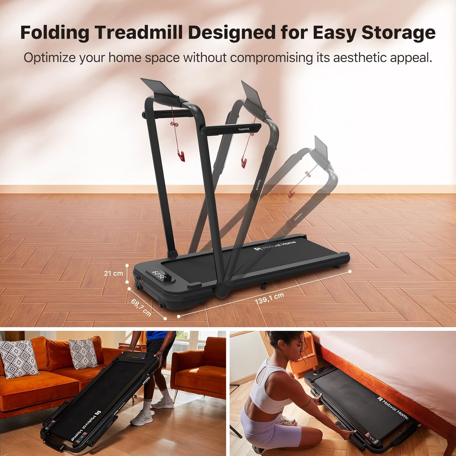 Thumbnail 2 de Mobvoi Home Treadmill SE 3-in-1 Folding Under Desk Running Machine