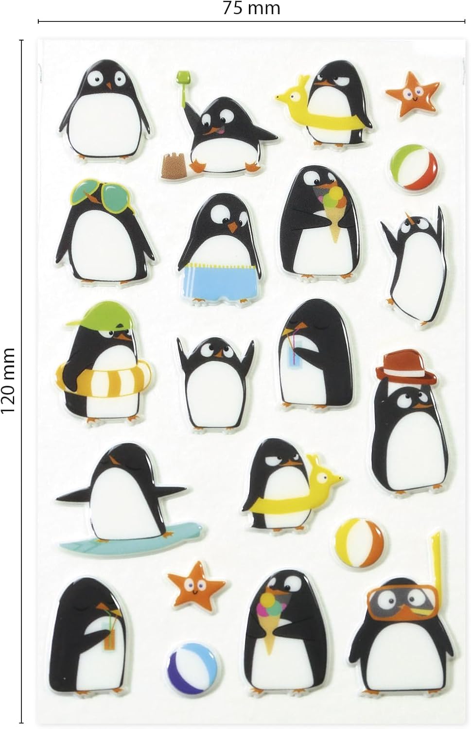 Thumbnail 1 de MY MANDARINE CY062Opack - GOMMETTES 3D Cooky, LOT DE 10 planches 12x8 cm – 210 stickers – Pingouins