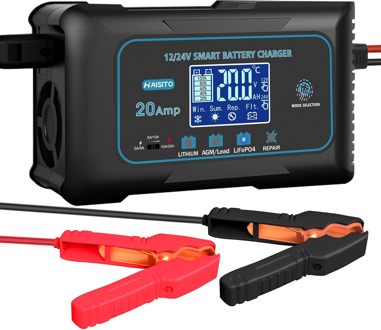 Detalle de 20-Amp LiFePO4 battery charger 12V 24V