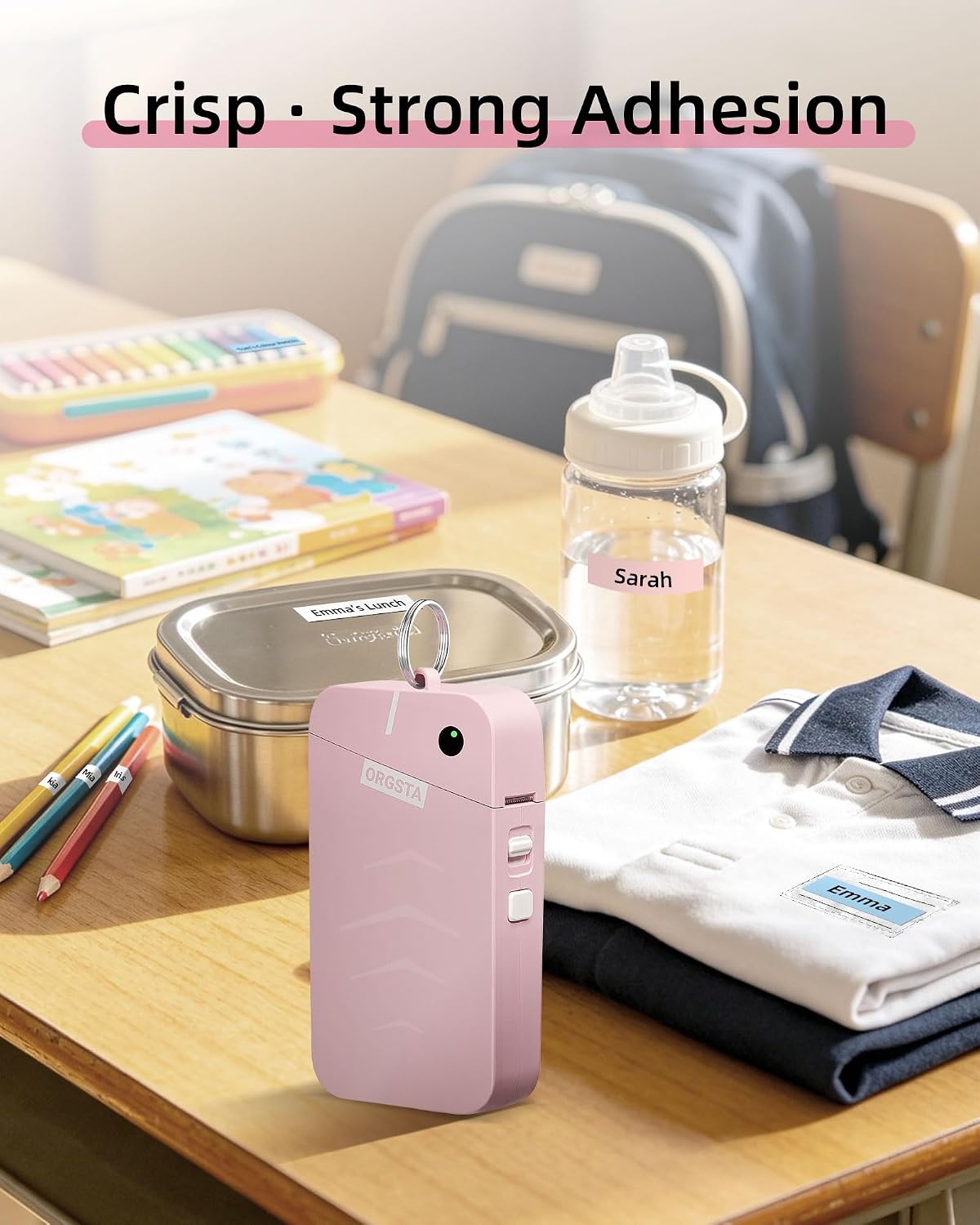 Detalle de ORGSTA S001 Portable Bluetooth Thermal Label Maker, Pink, 203 dpi