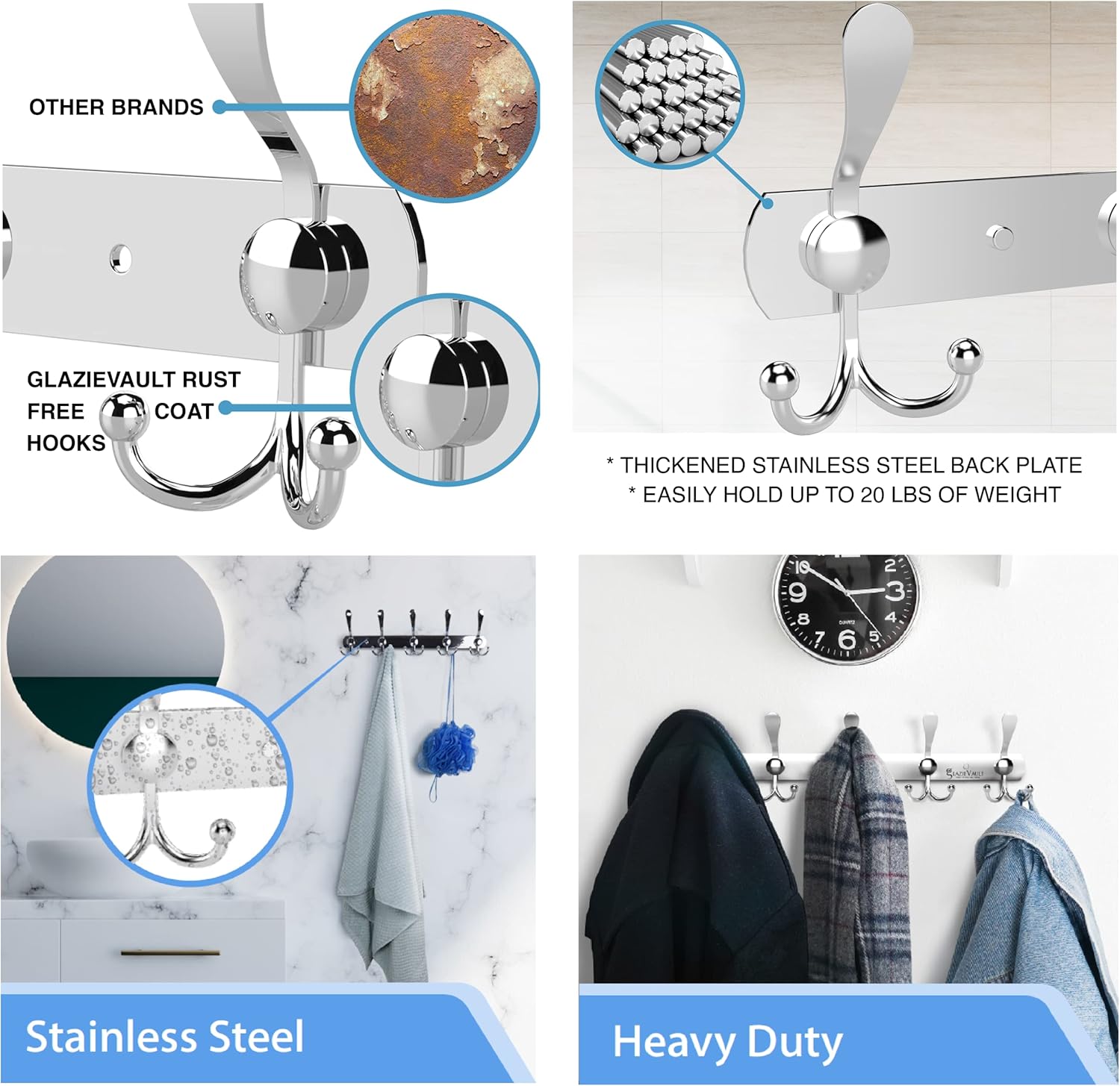 Detalle 2 de GlazieVault wall coat hooks 2 pack