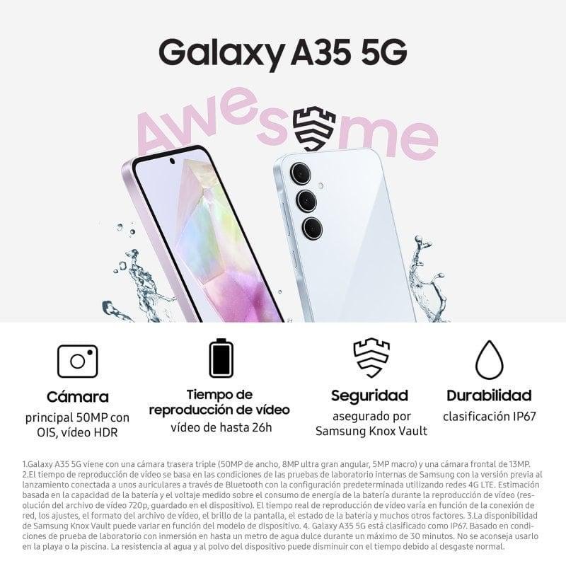 Detalle de Samsung Galaxy A35 5G 6GB 128GB 6.6" Azul: equilibrio entre rendimiento, cámara y resistencia