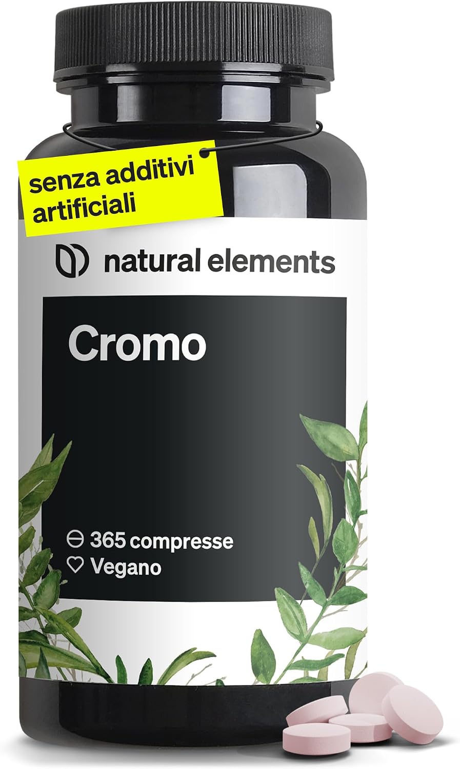 Detalle de natural elements Cromo (picolinato di cromo) 200 μg per compressa – 365 compresse, vegano