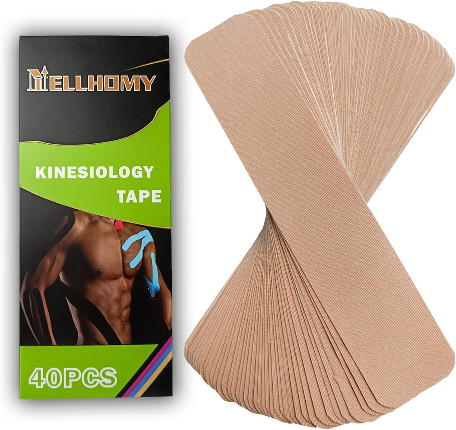 Detalle de 40PCS Kinesiology Tape Pre-Cut: Original Cotton Elastic Premium Athletic Tape (Skin Colour)