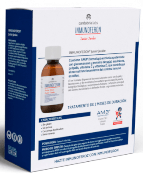 Detalle 2 de Inmunoferon Junior Jarabe 2x150 ml de Cantabria Labs: refuerzo inmunológico para niños a partir de 2 años