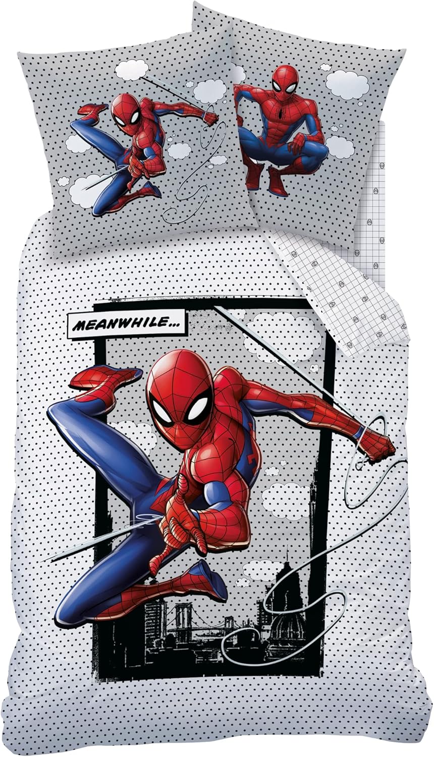 Thumbnail 2 de Parure de lit enfant Spiderman Hero en coton 100% OEKO-TEX (housse 140x200 + taie 63x63) gris