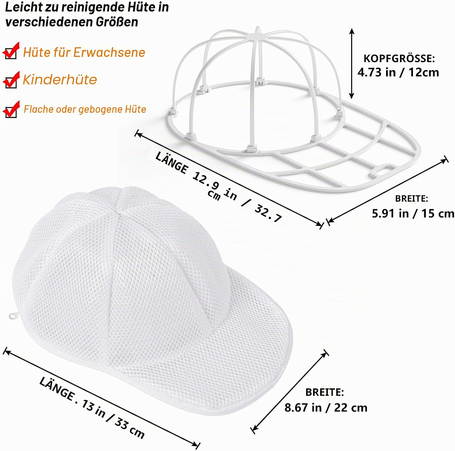 Thumbnail 5 de Coopache 2 Stück Wäschesack Cap Gestell zum Waschen – Kappenwaschanlage aus PP