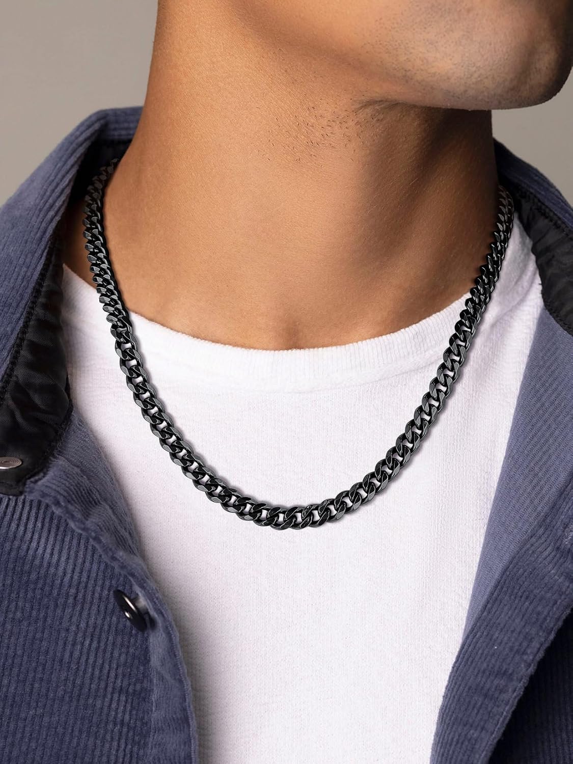 Detalle de Suplight Herren Panzerkette Cuban Link 3/6/9mm – 316L Edelstahl, 36–76 cm, Silber/Gold/Schwarz