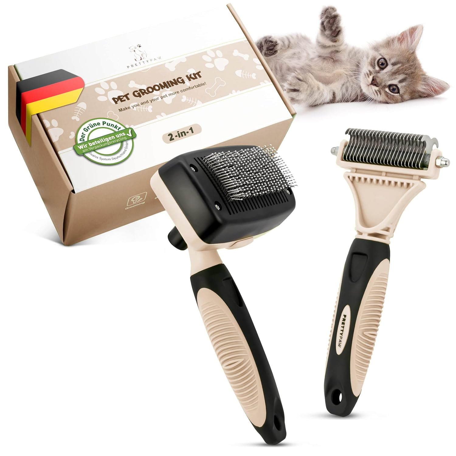 Detalle de Pretty Paw Profi Katzenbürste Set 95% 🐾