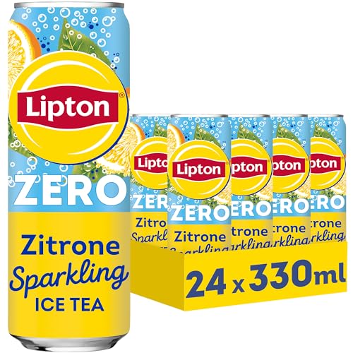 Detalle de Lipton Sparkling Zero Eistee Zitronengeschmack – 24 Dosen à 0,33 l, zuckerfrei