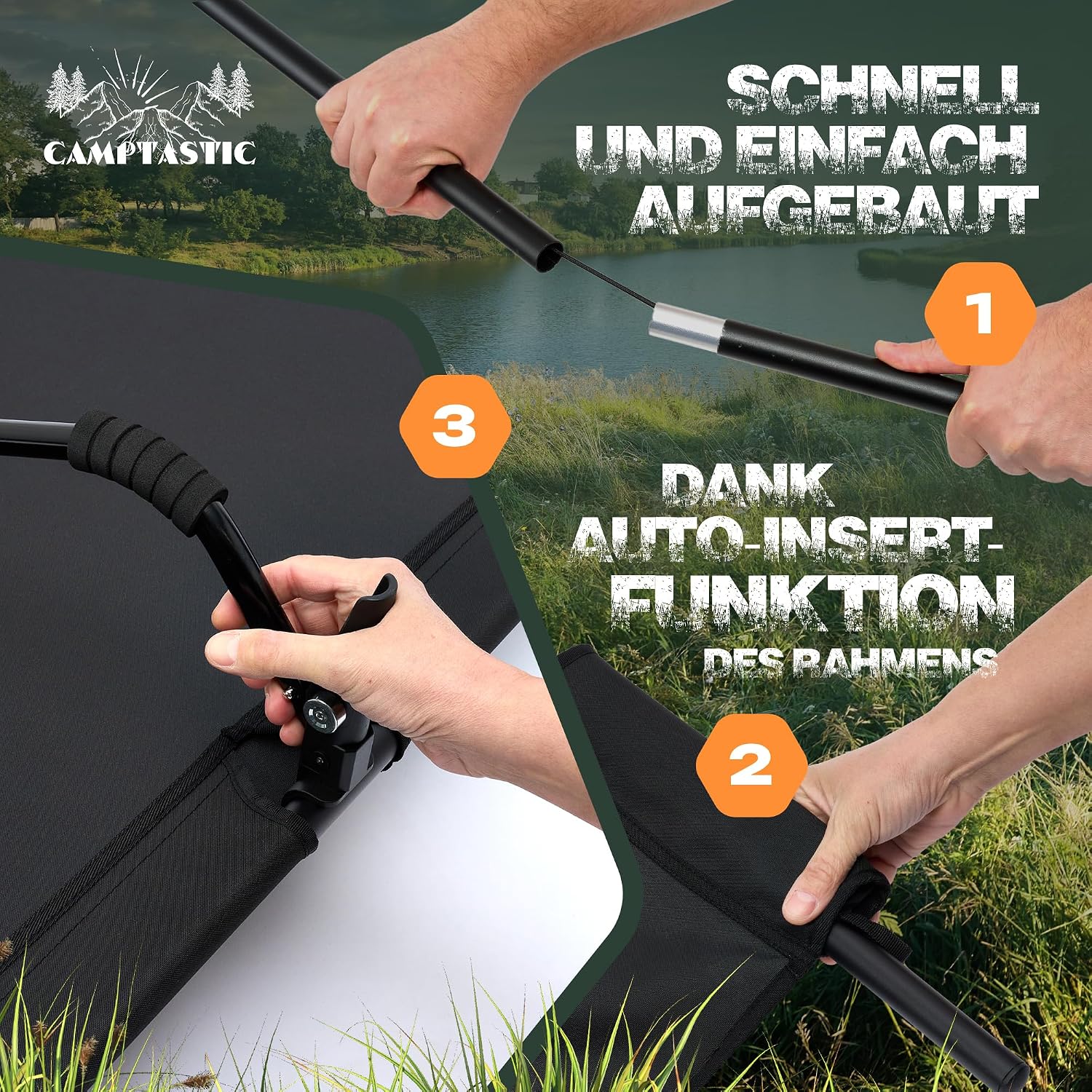 Detalle 2 de Camptastic Feldbett XXL Ultraleicht – 2,7 kg, schneller Aufbau