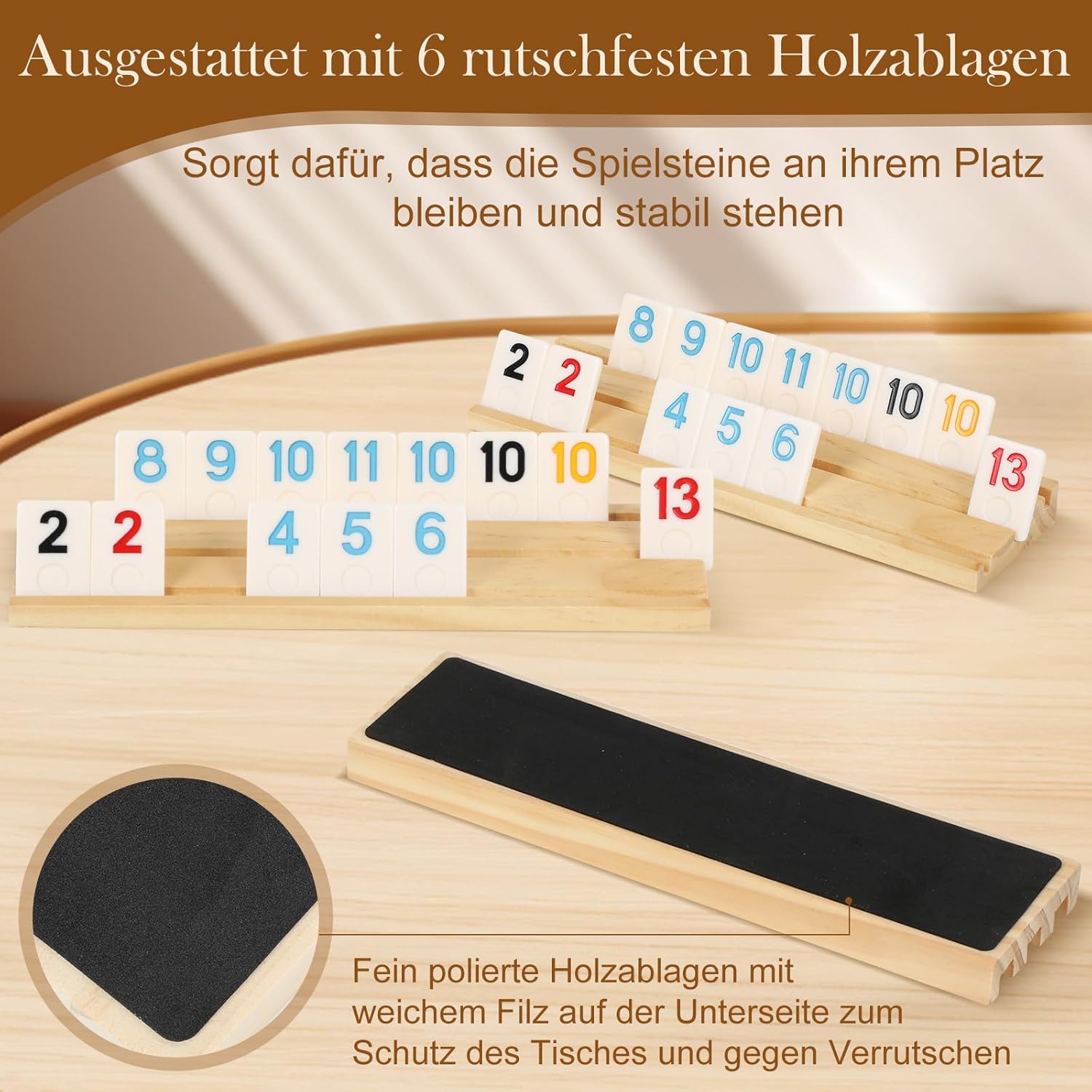 Detalle 2 de Rummy Cup Brettspiel 160 Melamin-Fliesen