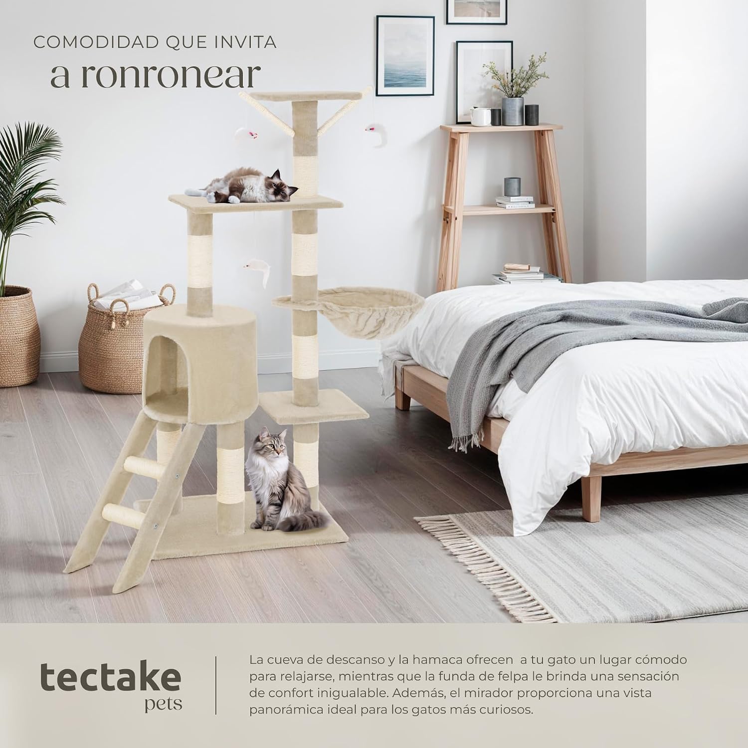 Detalle 2 de TecTake Árbol rascador para gatos 144 cm