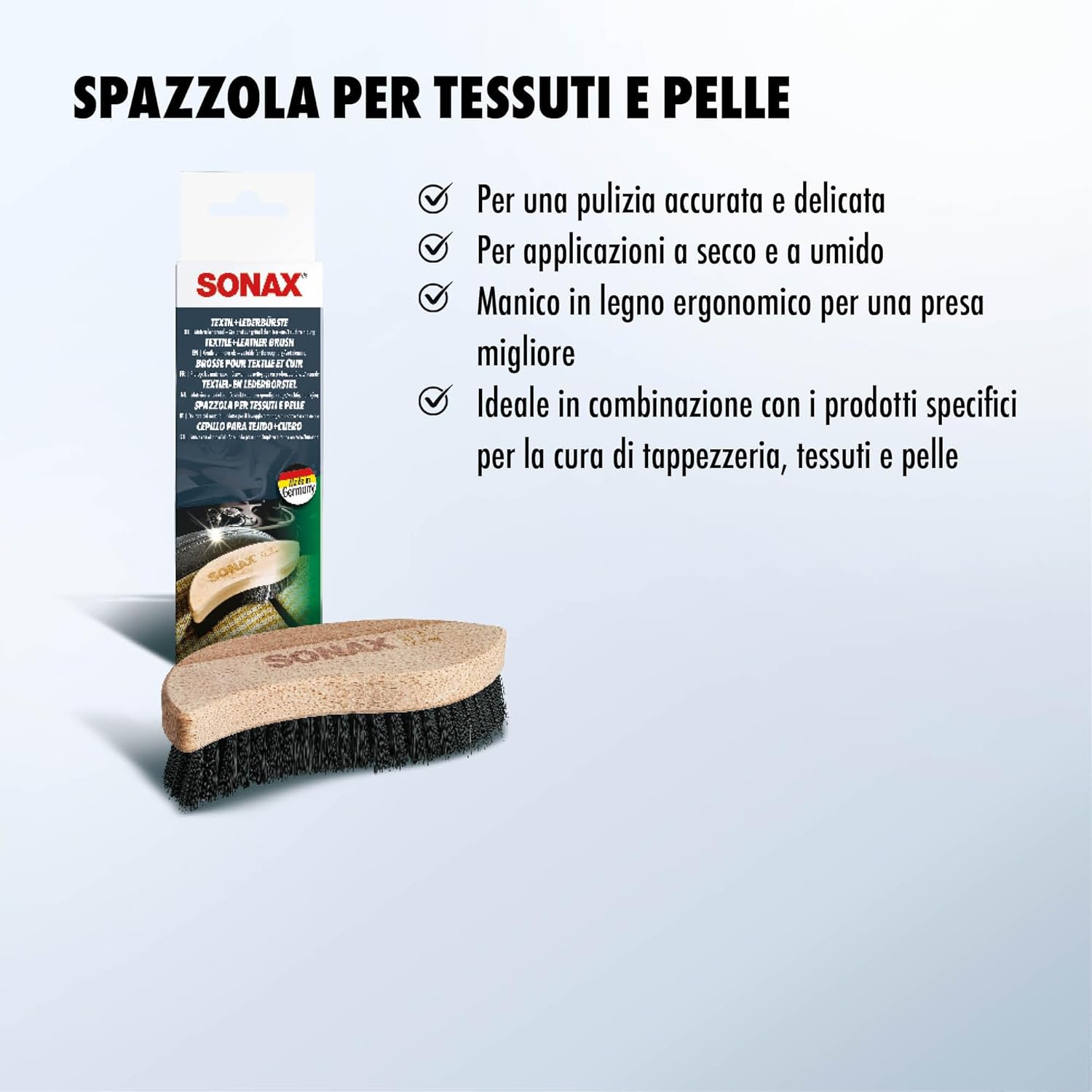 Thumbnail 3 de SONAX Spazzola per la pulizia di tessuti e pelle (Art. 04167410): ergonomica, versatile e delicata