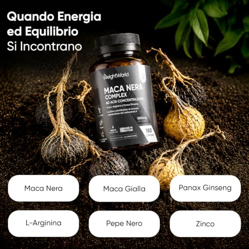 Detalle 2 de Maca Peruana WeightWorld 180 Capsule Vegane – Estratto 100:1, 1 Al Giorno Per 6 Mesi
