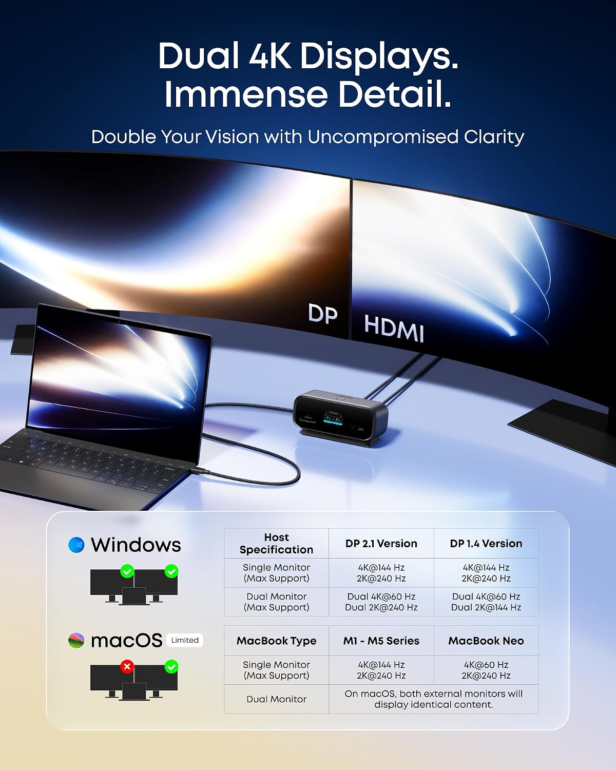 Detalle de Anker A210C 10-in-1 USB-C Hub with Smart Display, Dual 2K@240Hz