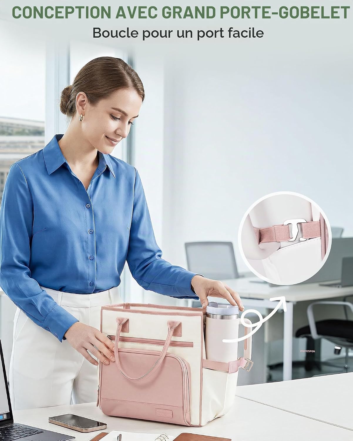 Thumbnail 5 de HOMESPON geïsoleerde lunchtas, 11,5 liter, roze met bekerhouder