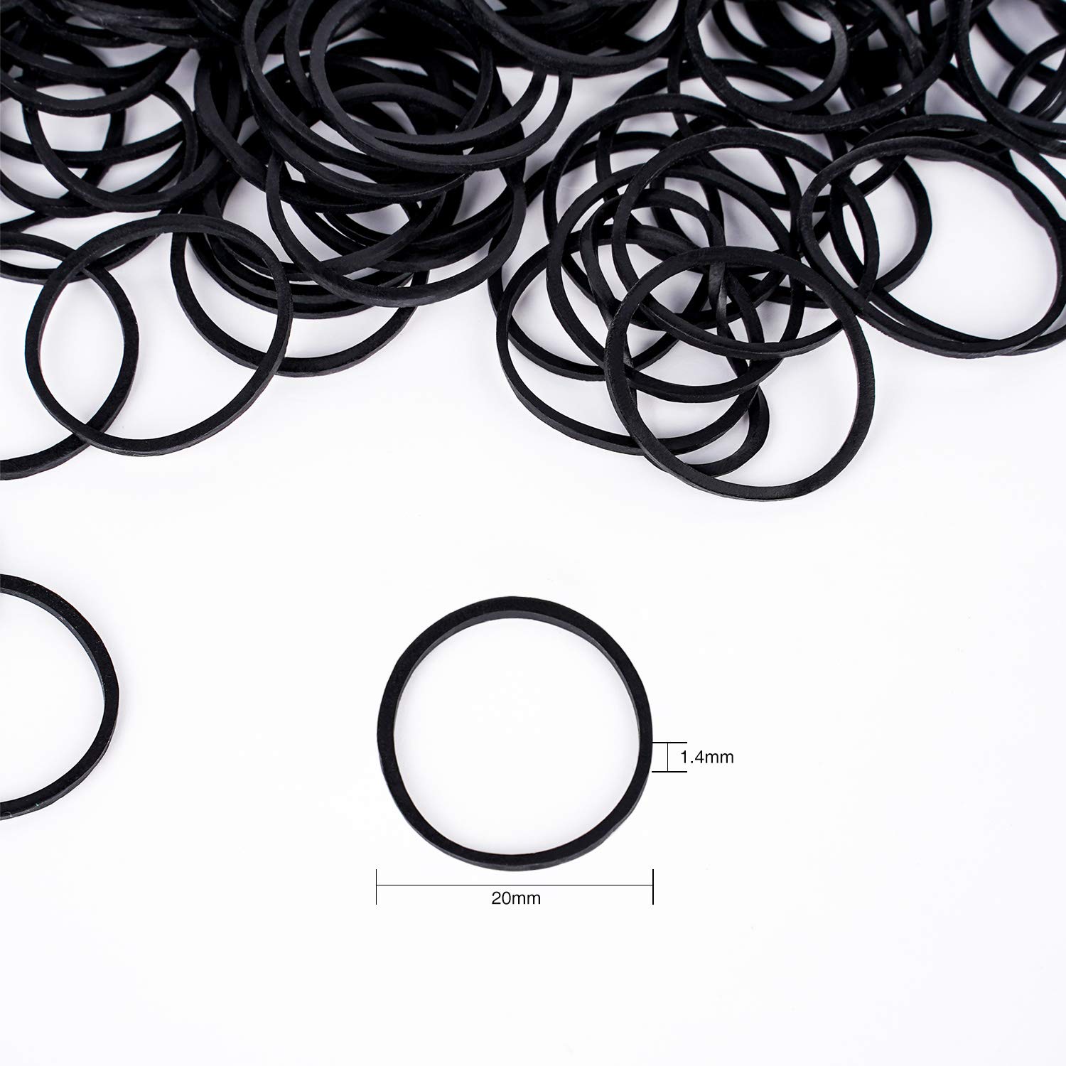 Detalle 2 de HOYOLS 3/4” Black Latex-Free Hair Rubber Bands (600 pcs) for Ties, Braids & Ponytails