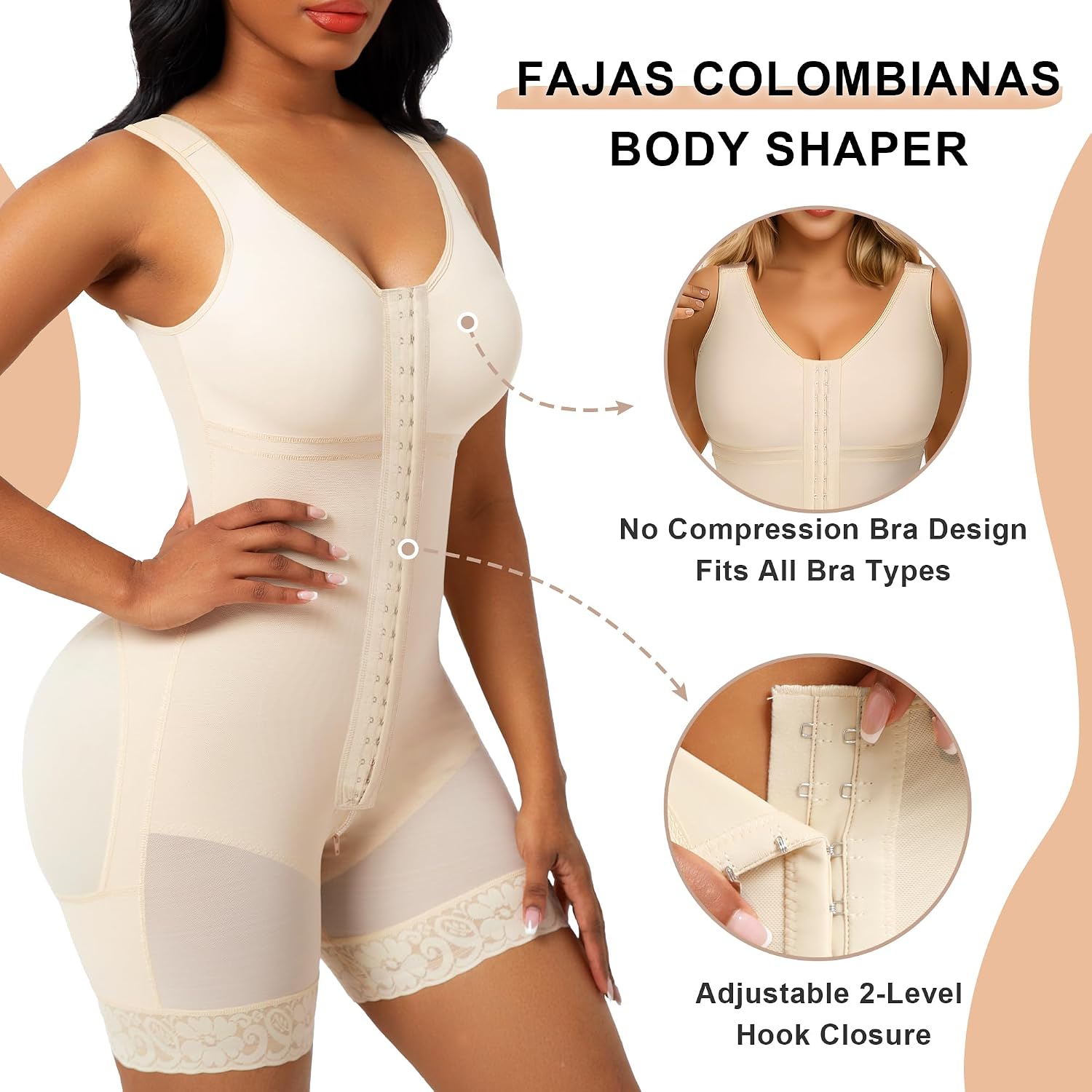 Detalle 2 de SHAPERX Women’s Colombian Fajas Tummy Control Bodysuit