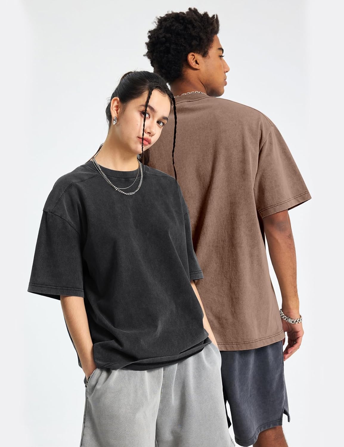 Detalle de Arssm Oversized T-Shirts for Men: Acid Wash, Vintage Cotton, Loose Fit Baggy Tees