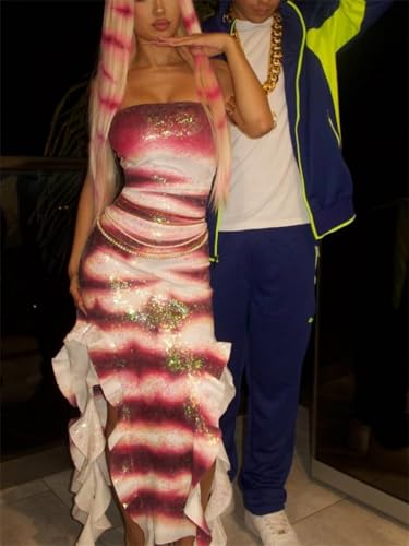Thumbnail 1 de Springcmy Shark Tale Lola Costume Dress, Strapless Sequin Maxi with Ruffle Hem
