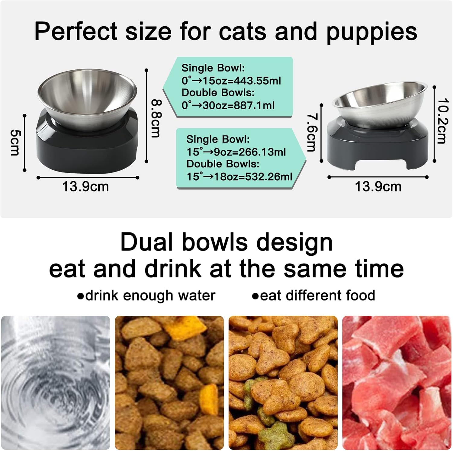 Thumbnail 6 de PewinGo Cat Bowl 15° tilted stainless steel feeder 🐱