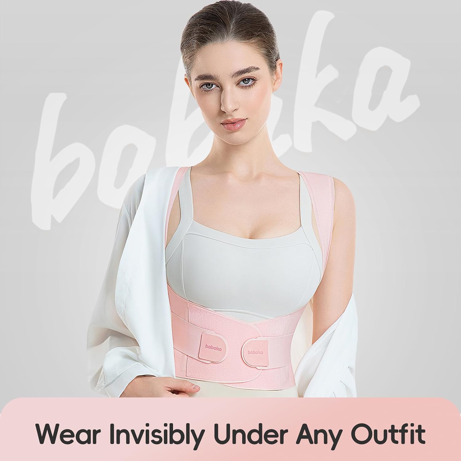 Thumbnail 6 de babaka Posture Corrector for Women — Invisible, Lightweight Back Brace (Pink, Medium, 29''-35'' Waist)