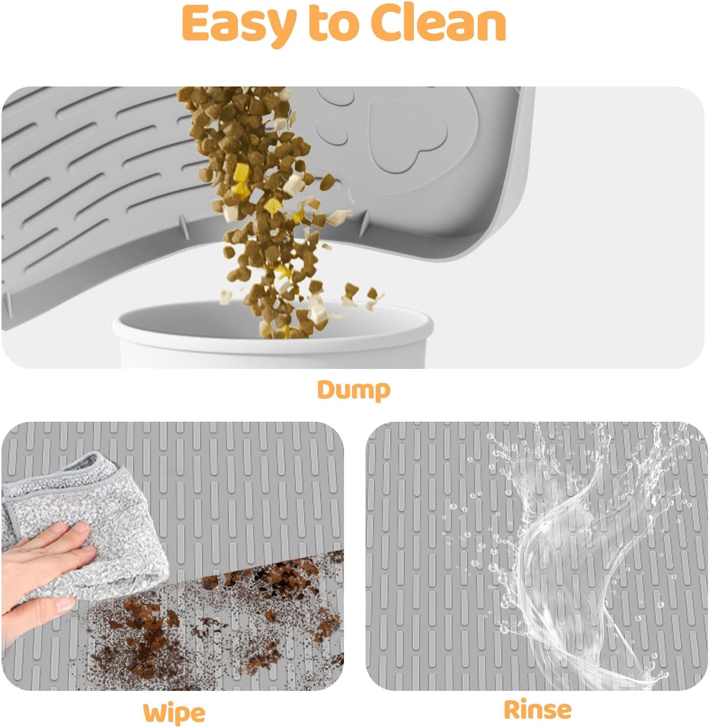 Thumbnail 4 de Bartuke Extra große Silikon-Futtermatte für Katzen 101 × 71 cm (Hellgrau)