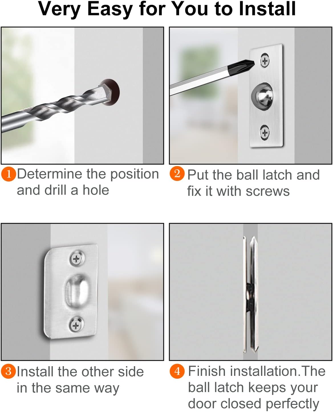 Thumbnail 4 de Jiayi Ball Door Catches for Internal Doors (2 Pack) – Roller Ball Catches with Adjustable Tension