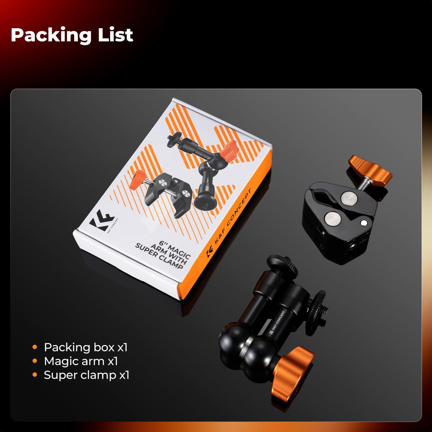 Thumbnail 6 de K&F CONCEPT 6" Magic Arm Clamp Kit with super clamp and 1/4" & 3/8" screws