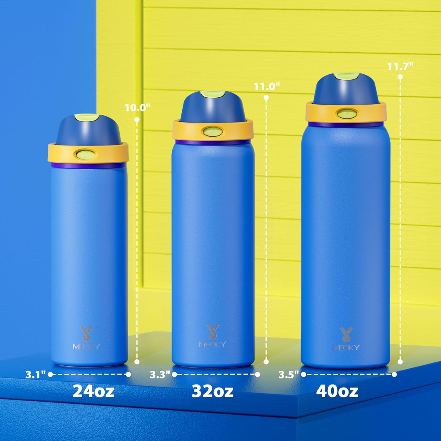 Thumbnail 2 de Meoky 710ml Stainless Steel Water Bottle with 2-in-1 Lid (Sapphire) for Sports