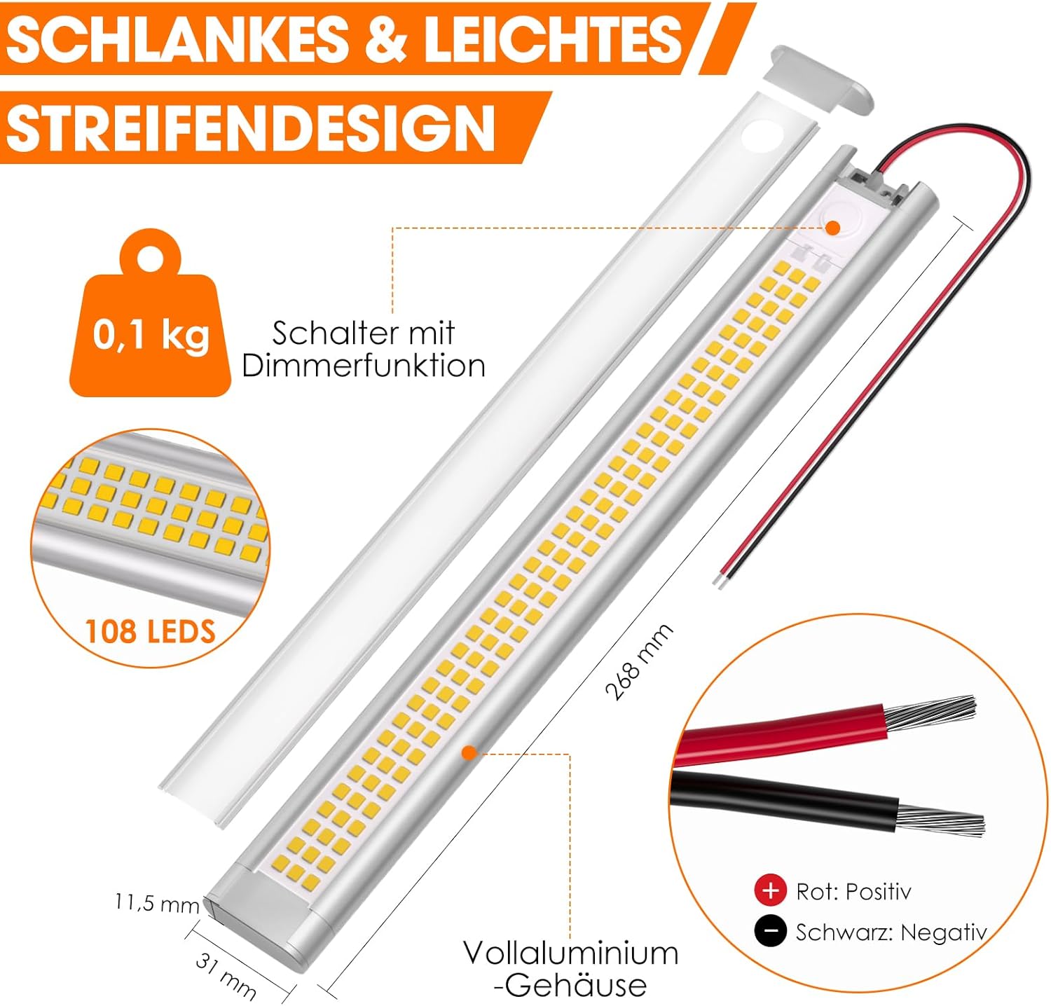 Detalle 2 de 12V LED Wohnmobil Lampe 1100 lm im 4er Pack
