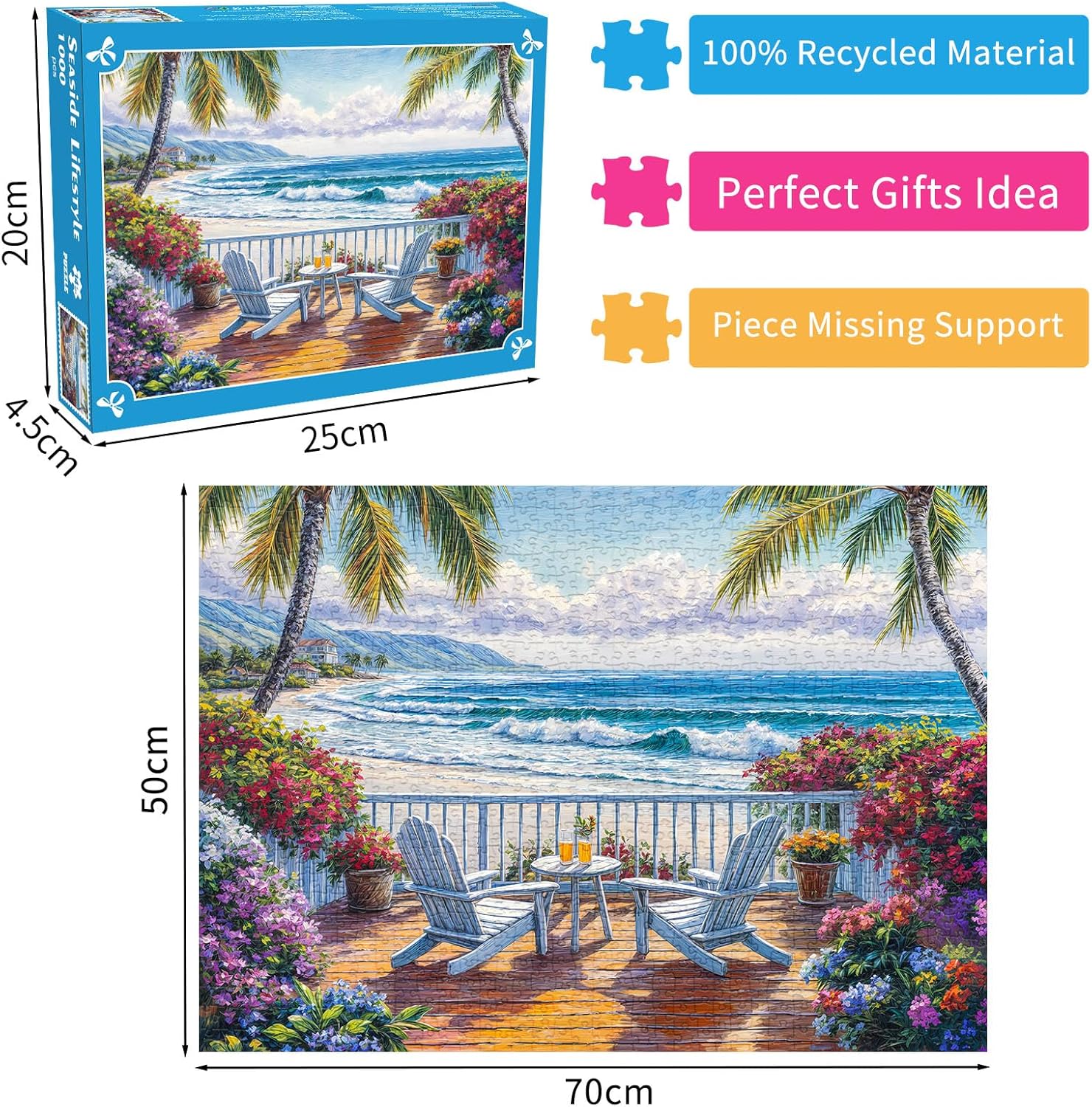Thumbnail 1 de Seaside Lifestyle Jigsaw Puzzle - 1000 Pieces for Adults: Coastal Beauty