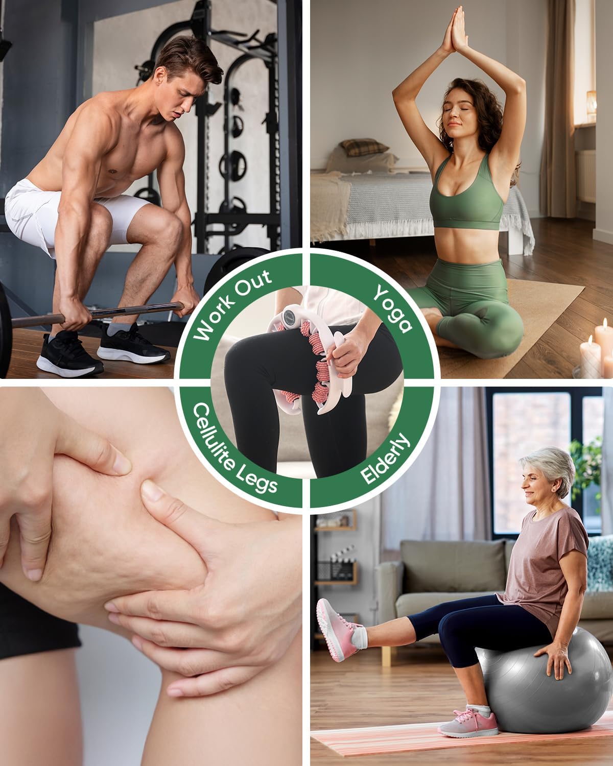 Thumbnail 6 de Bein Massagerolle mit Griff – Massageroller zur Zellulite-Entfernung, Faszienrolle für Oberschenkel, Anti-Cellulitis, Lymphdrainage (manuell)