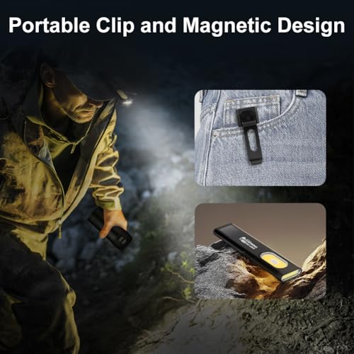 Detalle de Flintronic Linterna LED Recargable con Base Magnética y Clip – 450 Lúmenes