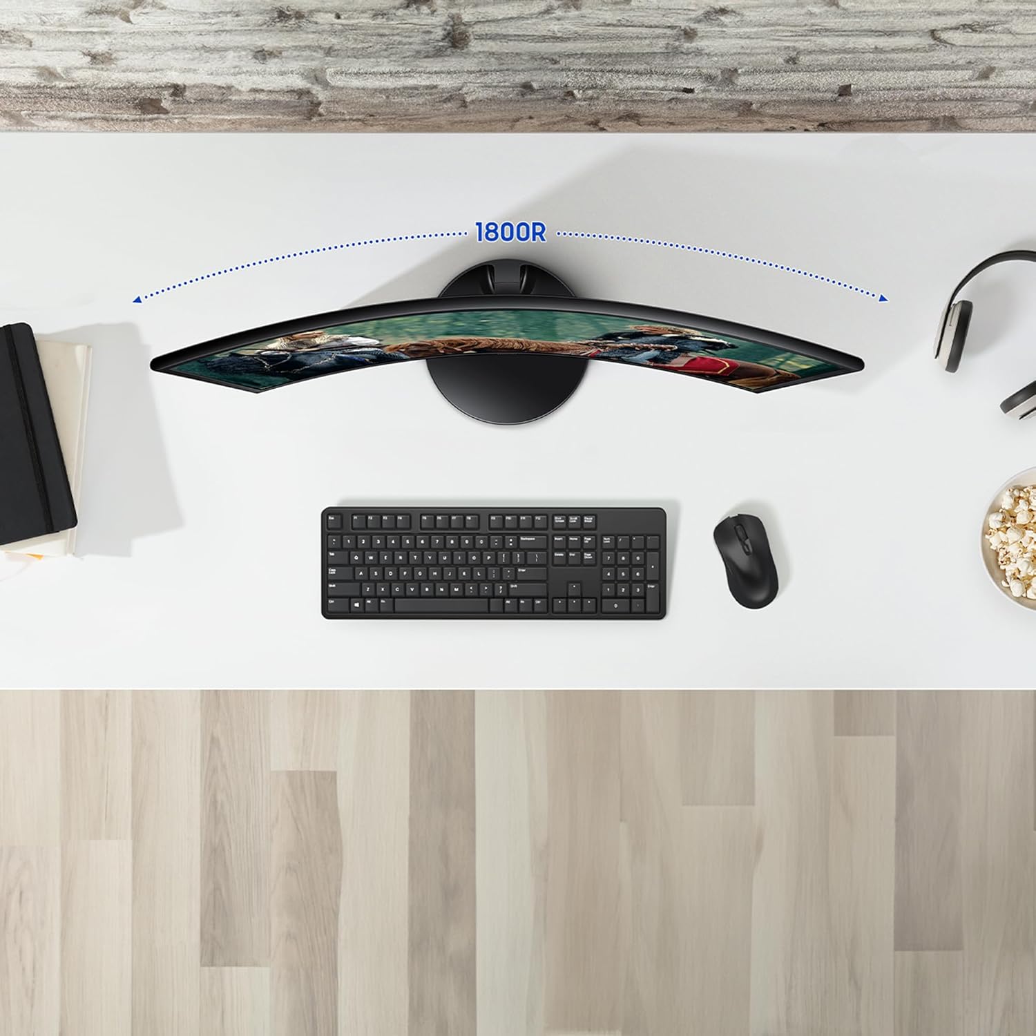 Thumbnail 1 de Samsung 27" Essential S3 (S36GD) Curved Monitor — FHD 1800R, 100Hz, Eye Saver Mode, Game Mode (LS27D36CGANXZA)