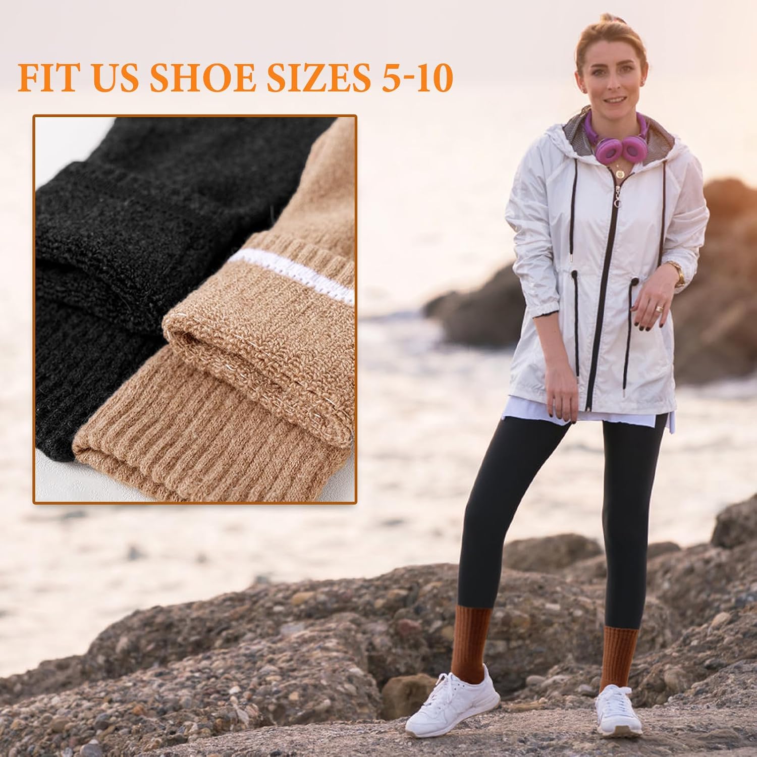 Thumbnail 1 de VoJoPi Winter Thermal Socks for Women, 5 Pairs, Full-Terry Wool Blend